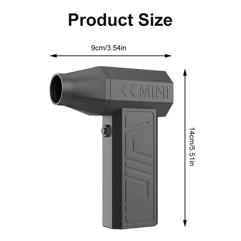 Electric Mini Turbo Jet Fan Air Duster Adjustable wind speed Type-C Charging Strong Winds 41m/s Brushless Turbo Jet Blower